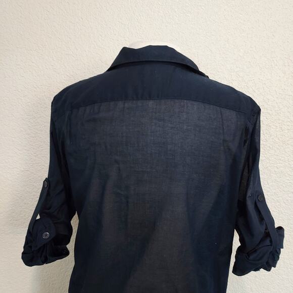 ⭐️5/$20 Ellen Tracy Navy Blue Button Down Size S - Picture 9 of 11